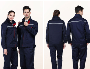 Đồng phục công nhân xanh đen may phản quang