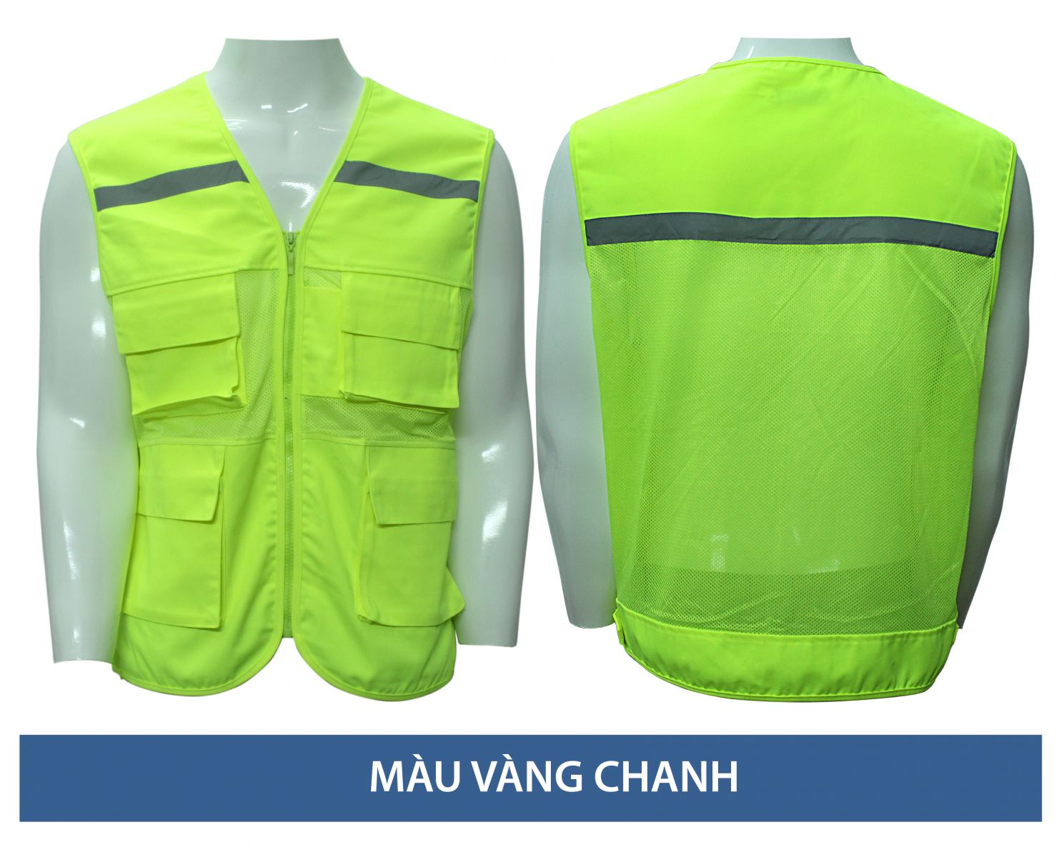 Áo ghile màu vàng chanh phối phản quang